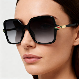 Gucci GG1449S-001 Square Sunglasses Women — side view, Grey lens