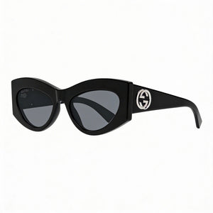 Gucci Gg1843s-001 Oval Sunglasses Women — side view, Non-Polarized Grey lens