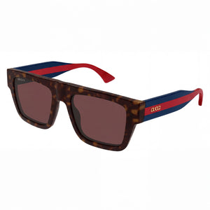 Gucci GG1868S Havana Rectangle Sunglasses Unisex, Brown lens