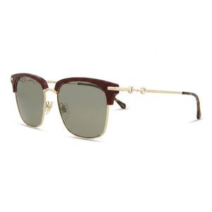 Gucci Gold Rectangle Sunglasses for Men, Burgundy lens