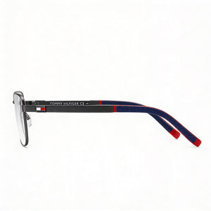 Gucci TH 1946 Rectangle Eyeglasses Unisex — side view, Gray Stainless Steel temples