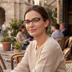 Guess Cat Eye Eyeglasses Women — side view, Black Metal temples