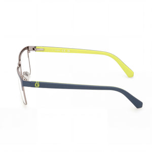 Guess Rectangle Eyeglasses Women — side view, Blue Metal temples