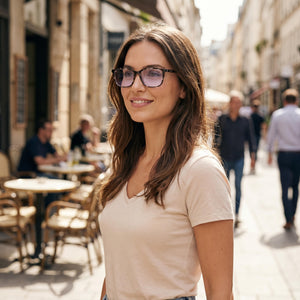 GUESS Rectangle Eyeglasses for Women — interior view, Plastic demo lenses
