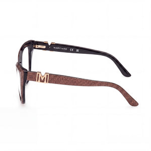 Guess by Marciano GM 50008 Cat Eye Eyeglasses Women — side view, Beige Plastic temples