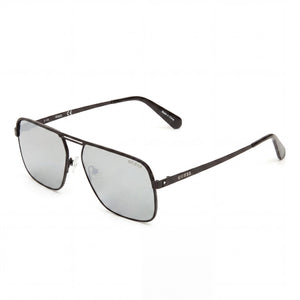 Guess Classic Matte Black Rectangle Sunglasses for Men, Grey Gradient lens