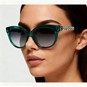 Guess Elegant Oval Sunglasses Women — side view, Non-Polarized Gray lens