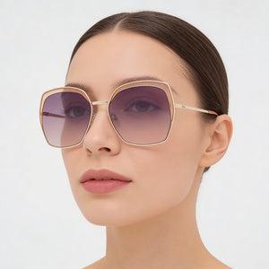 Guess GF0410 32B Square Sunglasses Women — side view, Non-Polarized Grey lens