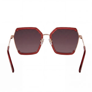Guess GF0418 Butterfly Sunglasses Women — side view, Non-Polarized Bordeaux Gradient lens