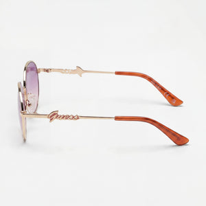 Guess GF4014 Round Sunglasses Women — side view, Violet lens