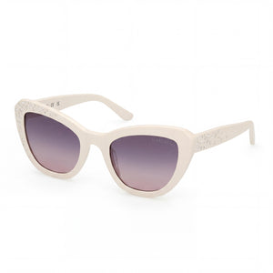 Guess Gm00016 White Cat Eye Sunglasses for Women, Clear lens