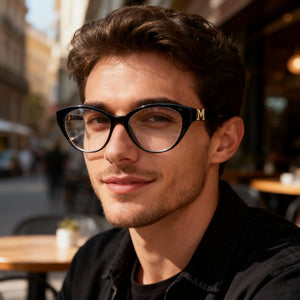 Guess Gm50004 Rectangle Eyeglasses Men — side view, Black Plastic temples