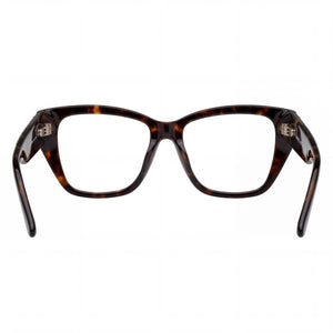 Guess Gm50019 Rectangle Eyeglasses Women — side view, Havana Plastic temples