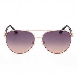 Guess Gold Aviator Sunglasses for Women — front view, Metal frame