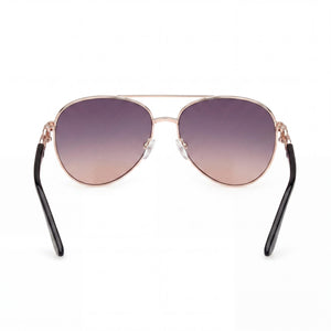 Guess Gold Aviator Sunglasses for Women — interior view, Non-Polarized lens detail