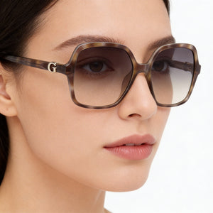 Guess Square Sunglasses Women — side view, Non-Polarized Gradient Green lens
