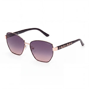 Guess GU00102 Shiny Black Rectangle Sunglasses for Women, Gradient Smoke lens