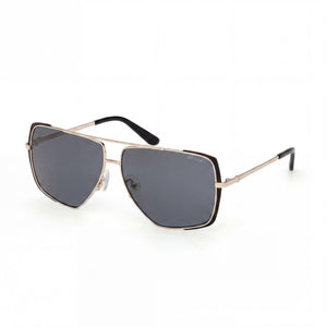 Guess GU00220 Silver Aviator Sunglasses Unisex, Smoke lens