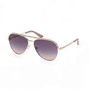 Guess GU00271 Gold Aviator Sunglasses for Women, Smoked Gradient lens