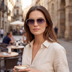 Guess GU00271 Gold Sunglasses Women — outdoor wear, Smoked Gradient Non-Polarized lens