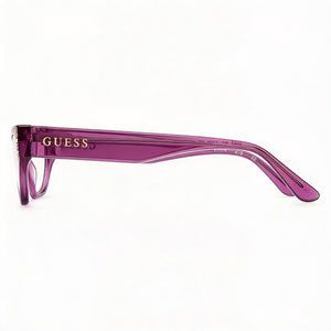Guess GU2967 Rectangle Eyeglasses Women — side view, Violet Plastic temples