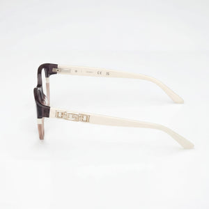Guess Gu2980 Rectangle Eyeglasses Women — side view, Brown Plastic temples