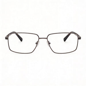 Guess GU50061 Rectangle Eyeglasses Men — side view, Silver Metal temples