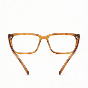 Guess GU50068 Rectangle Eyeglasses Women — side view, Blonde Havana Plastic temples