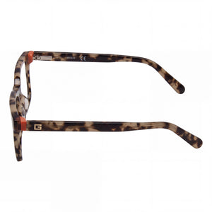 Guess GU50068 Rectangle Eyeglasses Men — side view, Havana Plastic temples