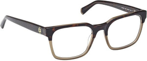 Guess GU50094 Rectangle Eyeglasses Men — side view, Brown Plastic temples