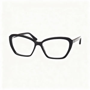 Guess GU50115 Rectangle Eyeglasses Women — side view, Shiny Black Plastic temples