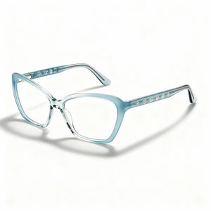 Guess GU50115 Turquoise Gradient Rectangle Eyeglasses for Women, Plastic frame