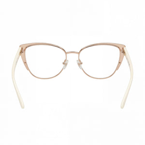 Guess GU50115 GU50121 Cat Eye Eyeglasses Women — side view, Matte White Metal temples