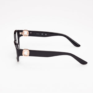 Guess Gu50119 Oval Eyeglasses Women — side view, Black Plastic temples
