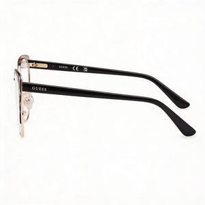 Guess Gu50121 Cat Eye Eyeglasses Women — side view, Black Metal temples