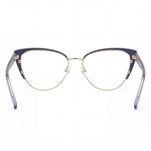 Guess Gu50121 Cat Eye Eyeglasses Women — side view, Blue Metal temples