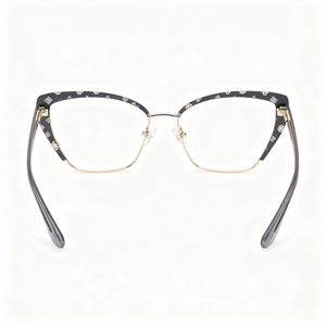 Guess GU50122 Square Eyeglasses Women — side view, Matte Grey Metal temples