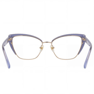 Guess GU50122 Cat Eye Eyeglasses Women — side view, Matte Blue Metal temples