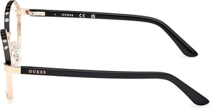 Guess GU50124 Round Eyeglasses Women — side view, Gold Metal temples