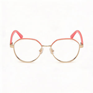 Guess GU50124 Round Eyeglasses for Women — front view, Stainless Steel