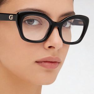 Guess Gu50225 Rectangle Eyeglasses for Women — interior view, Polycarbonate demo lenses