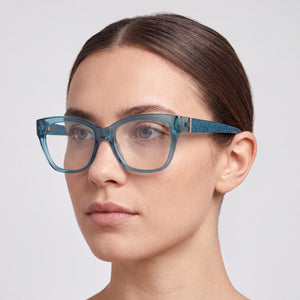 Guess Gu50233 Rectangle Eyeglasses for Women — interior view, Polycarbonate demo lenses