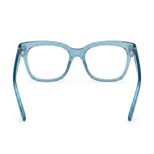 Guess Gu50233 Rectangle Eyeglasses Women — side view, Blue Plastic temples