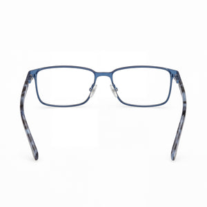 Guess Gu50244 Rectangle Eyeglasses Men — side view, Blue Metal temples