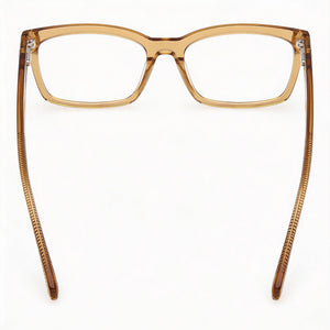 Guess Gu50252 Rectangle Eyeglasses Men — side view, Yellow Plastic temples