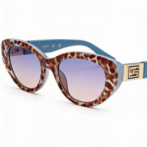 Guess GU7849 Cat Eye Sunglasses Women — side view, Non-Polarized Gradient Blue lens