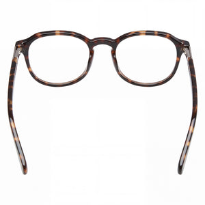 Guess Oval Eyeglasses Unisex — side view, Blonde Havana Plastic temples