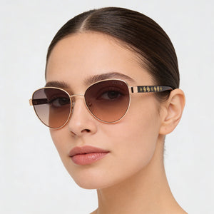 Guess Modern Oval Sunglasses Women — side view, Polarized Gradient Brown lens