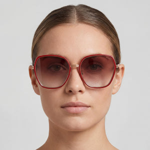 Guess Rectangle Sunglasses Women — side view, Non-Polarized Brown lens