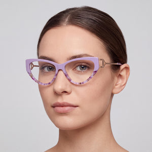 Guess S0373851 Cat Eye Eyeglasses Women — side view, Pink Plastic temples